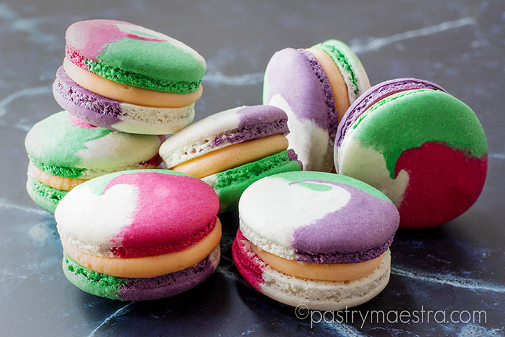 Mango and White Chocolate Colorful Macarons, Pastry Maestra